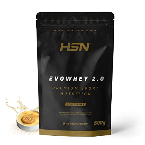 Concentrado de Proteína de Suero de HSN Evowhey Protein 2.0 | Sabor Natillas 500 g = 17 Tomas por Envase | Whey Protein Concentrate | No-GMO, Vegetariano, Sin Gluten ni Soja