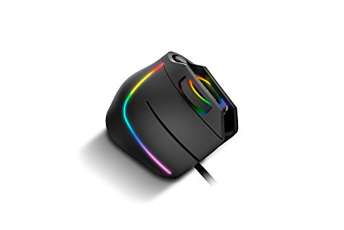 Raton gaming Krom KAOX -NXKROMKAOX - Ratón vertical Gaming RGB Óptico, 7 botones programables, 6400 DPI, 6 colores, color negro