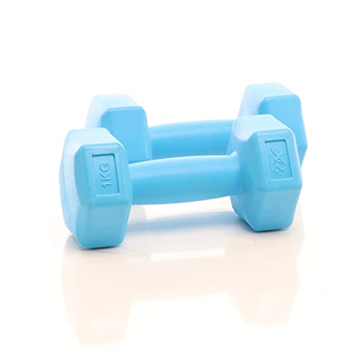 LuxTri Juego de Mancuernas Set 2X 2kg Azul Superficie Antideslizante Entrenamiento de Fuerza musculación