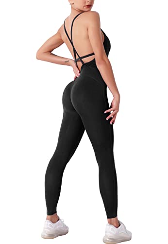 STARBILD Mono Anticelulítico para Mujer, Jumpsuits Deportivo Sexy Push Up, Traje de Yoga para Gimnasio, M4180-Negro XS