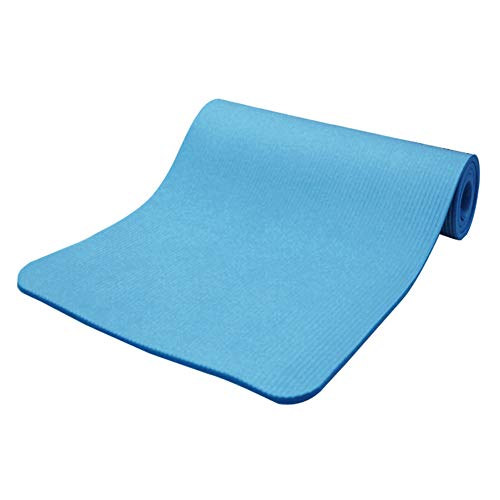 Hzb821zhup Esterilla de yoga con rayas horizontales de 15 mm de grosor, antideslizante, para hacer ejercicio, yoga o pilates, color azul, tamaño talla única