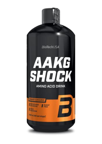 BioTechUSA AAKG Shock | Fórmula líquida pre-entrenamiento | con altas dosis de AAKG y magnesio | Combate la fatiga | 2280mg AAKG | 1000 ml | Naranja
