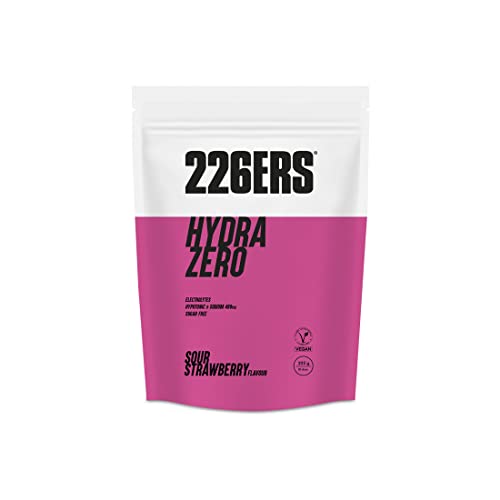 226ERS - Hydrazero, Bebida Hipotónica para Deportistas, Sales Minerales y Electrolitos, Hidratación, Recuperación y Energía, Ejercicio Físico, Vegano, Vegetariano y sin Gluten, Sabor Fresa Ácida, 225g