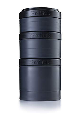Blender Bottle ProStak Expansion Pak - 3 Pak Container (250ml, 150ml und 100ml) incluyendo recipiente para pastillas - negro
