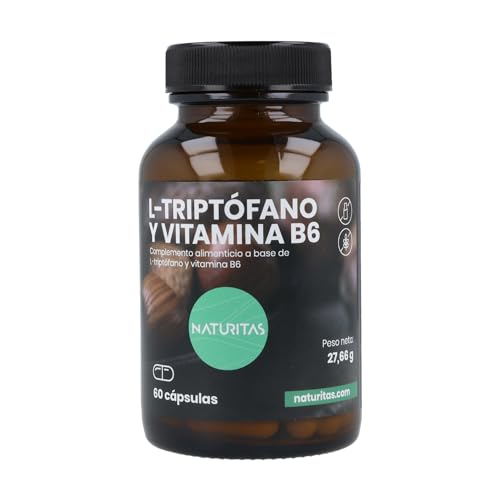 L-Triptófano y Vitamina B6 60 cápsulas Naturitas Essentials | Complemento alimenticio | Disminuye el casancio y la fatiga | Refuerza el estado de ánimo.