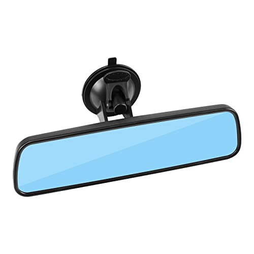 Espejo Retrovisor Panorámico Plano Antideslumbrante Azul de 24,5 cm con Ventosa, Espejo Retrovisor Coche Interiores Universales para Automóvil, SUV y Camiones