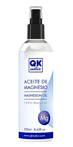 QKnatur - Aceite de Magnesio Spray BIO Certificado 100% Puro (250 ml) - Ideal para Deportistas, Articulaciones, Relajación Muscular, Dormir Bien