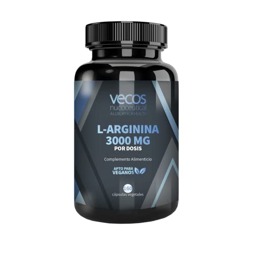 L-Arginina Pura 3000 mg | Aumento de la Masa Muscular | Incrementa la Fuerza y Vigor del Músculo | 160 Cápsula | Apto para Veganos