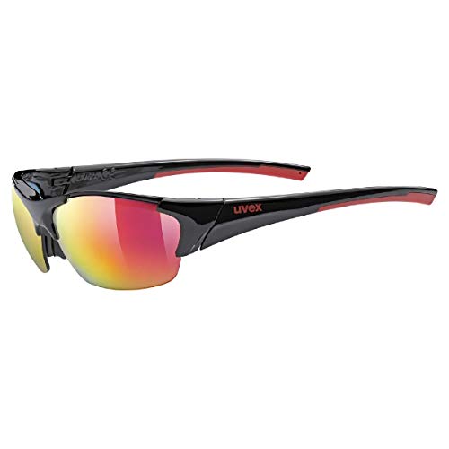 uvex blaze III, gafas deportivas unisex, incl. lentes intercambiables, comodidad sin presión y sujeción perfecta, black red matt/red, one size
