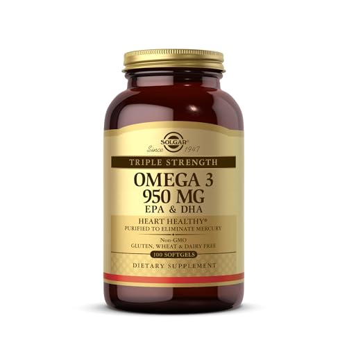 Omega 3 de triple potencia de Solgar, apoya el cerebro y los ojos, es bueno para la salud del corazón, aceite de pescado, 100 cápsulas blandas, el embalaje puede variar