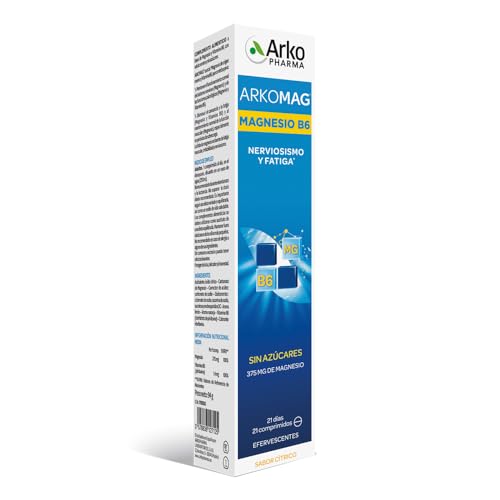 Arkopharma Magnesio + Vitamina B6-21 Comprimidos Efervescentes, Mantenimiento De Los Huesos, Buen Funcionamiento De Los Músculos, Vitaminas para el Cansancio, De Mayor Absorción