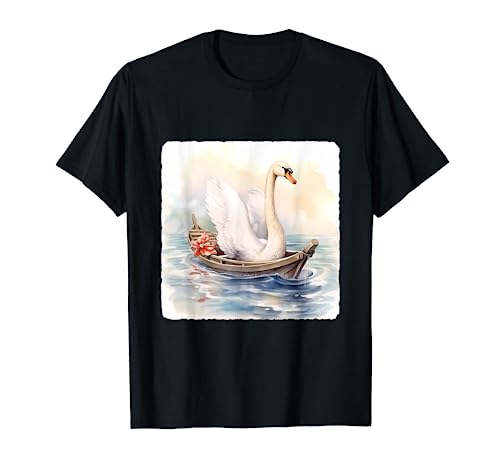 Cisne montando un bote de remos. concepto de cisne usando bote de paleta Camiseta