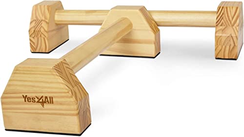 Yes4All Barras de paralelas de madera para ejercicios de paralelas y ejercicios de fuerza superior del cuerpo, par