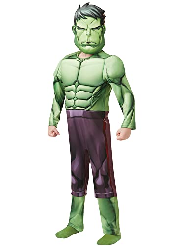 Rubies Disfraz Hulk Deluxe con pecho musculoso y máscara. Disfraz Oficial Hulk Marvel para Halloween, Carnaval, Navida y cumpleaños