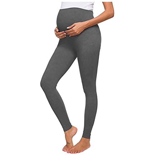 SHOBDW Pantalones De Yoga De Maternidad De Color SóLido para Mujer Pantalones Deportivos Leggings Pantalones De Fitness Pantalones Casuales De Cintura Alta(Gris,M)