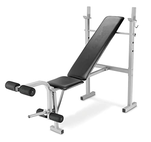 Bloisi - Banco reclinable con barra de pesas variable y cómoda, para gimnasio, entrenamiento, abdominales, pectorales y piernas plegables