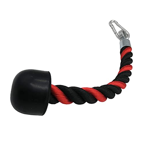 U/D Triceps Cuerda individual LAT Tirar hacia abajo Cable Máquina Multi-Gym Accesorio con Mosquetón para brazo Bíceps Construcción Muscular (Rojo)