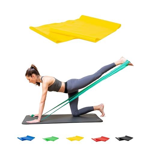 Bandas elasticas musculacion para Fitness, Yoga, Pilates, Fisioterapia y Rehabilitacion. Gomas elasticas musculacion con Diferentes Resistencia. Bandas elasticas Marca C+I.(Amarillo)