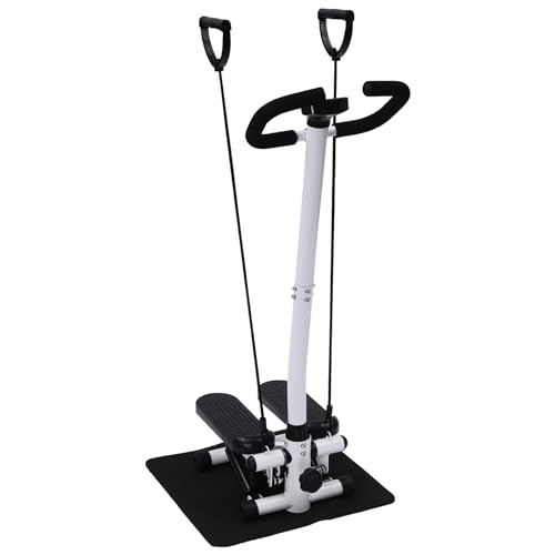 Stepper - Mini escaleras para casa (150 kg, para entrenamiento de piernas y glúteos, incluye 2 expansores y pasamanos verticales)