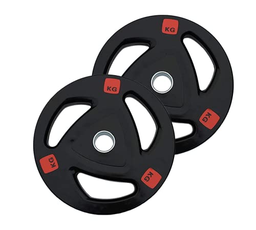 KOKOBASE Disco olímpico de goma con 3 agujeros, placa portátil para levantamiento de pesas, 1 par de pesas, diámetro del agujero de 50 mm (2 unidades, 2,5 kg)