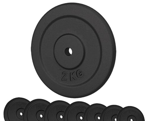 Discos de hierro fundido G5 HT SPORT Ø Agujero 25 mm para gimnasio y gimnasio en casa de 0,5 a 20 kg para mancuernas y pesas (1 x 2 kg)…