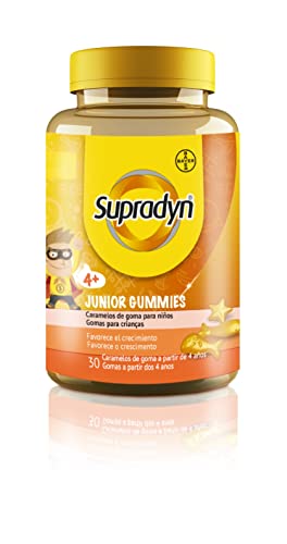 Multivitaminas para niños, Supradyn Junior Gummies 30 Gominolas, 1/2 Mes de Suministro, Vitaminas para Niños a partir de 4 años, Vitamina C, Vitamina B, Omega 3, Sin Glúten