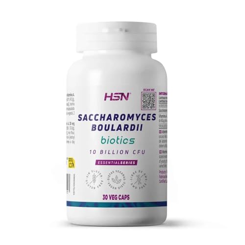 Saccharomyces boulardii Probiótico Biotics 20B UFC de HSN | 30 Cápsulas Vegetales | Resistente al medio ácido del estómago | ALTA Concentración por Dosis Diaria | No-GMO, Vegano, Sin Gluten