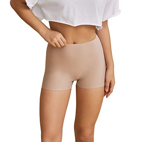 SHARICCA Bragas sin Costuras Mujer Invisible Cortos Boxer en Talle Alto Seguridad Pantalones Anti-rozadura Bragas (Beige, XL)