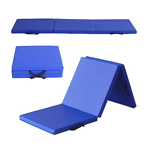 MOZURU Colchoneta Yoga Gimnasia Fitness - plegable multifuncional - 180cm x 60m x 5cm - Resistente Antideslizante - fácil de limpiar y almacenar - color azul