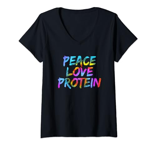 Mujer Paz Amor Proteína Fitness Entrenamiento Decir Deporte Camiseta Cuello V