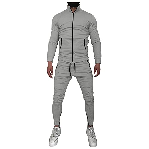 KIMODO Conjunto deportivo de para hombre Conjunto de pantalones de manga larga con cremallera de color sólido informal Traje De Aguas Hombre