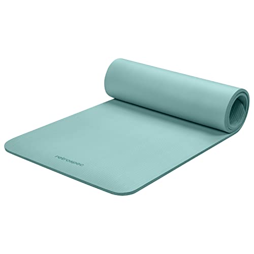 Retrospec Solana - Tapete de yoga de 1,27 cm de grosor con correa de nailon para hombres y mujeres, tapete antideslizante para yoga, pilates, estiramiento, ejercicios de suelo y fitness, Blue Ridge