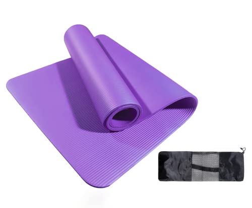 Esterilla Deporte Yoga Pilates Fitness Colchoneta Gimnasia Antideslizante,alfombras yoga NBR Alta Densidad Gruesa 15mm Diseñada para Pilates y Entrenamiento (15MM-MORADO)