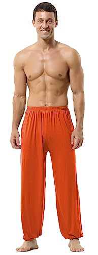Hoerev Super Soft Modal Spandex Harem Pantalones De Pilates De Yoga，Naranja，XL