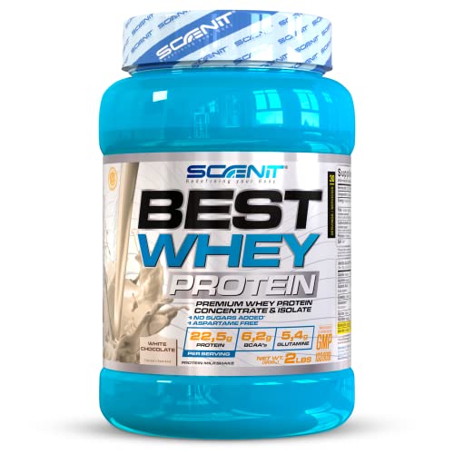 Best Whey Protein - 100% whey protein, proteinas whey para el desarrollo muscular - Proteinas para masa muscular con aminoácidos - Whey protein + proteinas whey isolate - 908 g (Choco blanco)