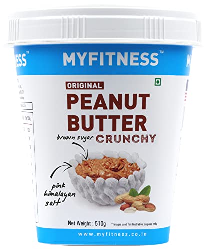 MYFITNESS Peanut Butter Crunchy I LOVE PB Non-GMO, Gluten-free, No Preservative All Natural Ingredient High Protein Peanut Butter Made with American Recipe, 510 gm