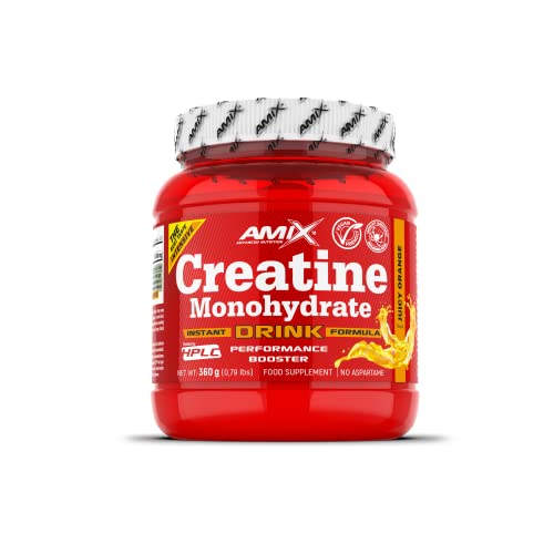 Amix Creatina Monohidrato Powder Drink 360 gr - Mejora el Rendimiento Deportivo - Aumenta la Masa Muscular - Perfecta para Deportistas - Sabor Naranja