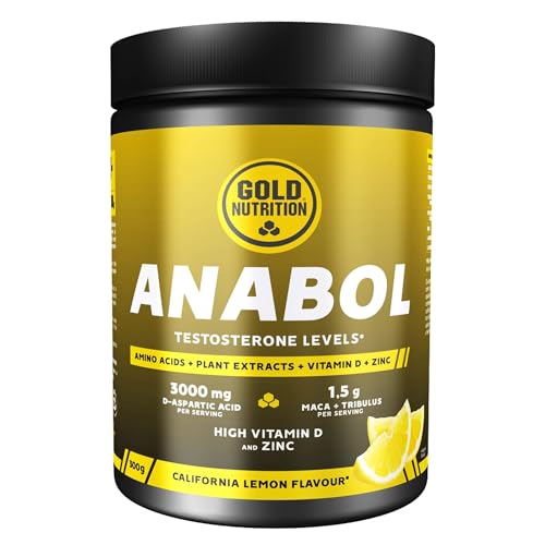 GoldNutrition Anabol |Sabor Limón | Bote de 300g en polvo | Fórmula Anabólica | Repón los niveles naturales de testosterona, combinados con zinc, vitamina D y ácido D-aspártico.