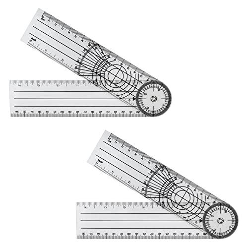 2 goniómetros fisioterapia PVC medicinal ángulo 360 ° transparente Articulación, 36 pulgadas, regla spinal para fisioterapia, terapia deportiva