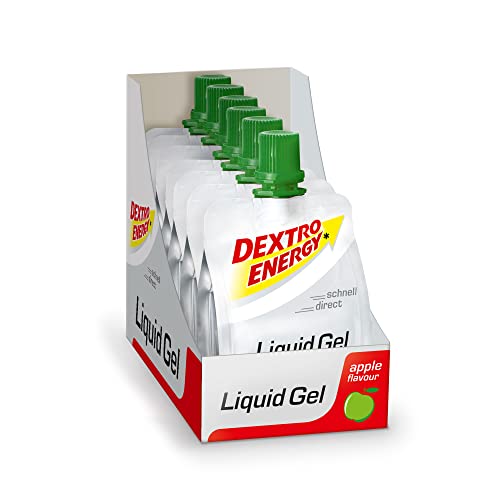Dextro Energy Gel líquido – Manzana, Apple, 6 x 60 ml (6 unidades) – Gel de energía para deportes de resistencia – VEGAN – Gel de fitness para viajes