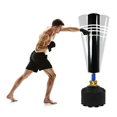 MSPORTS Saco de boxeo Premium – Saco de boxeo de pie para adultos con ventosa – MMA Boxing Trainer Kickboxing Saco