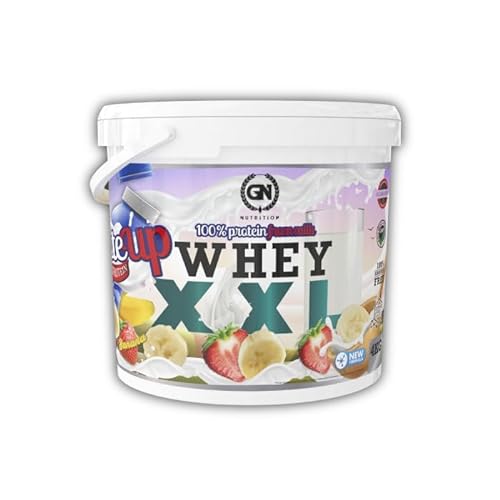 GN Nutrition Premium Whey Protein 100% XXL 4 kg | Proteina Whey con Vitamina B6 y DigeZyme | Mejora tus entrenamientos | Incrementa el rendimiento deportivo (Fresa y Banana)