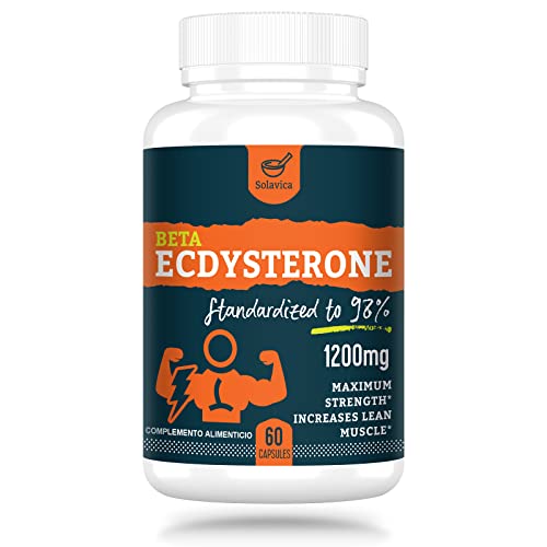 Beta Ecdysterone Suplemento 1200 mg -98% Ecdysterona de máxima pureza para desarrollo muscular magro y aumento de fuerza 60 cápsulas