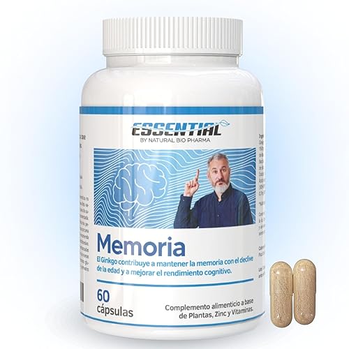 Ginkgo Biloba Vitaminas para el Cansancio y Memoria, con Zinc, Vitamina B6 y B5. Nootrópico Natural. Pastillas Memoria y Concentración. Mejora la Ansiedad.