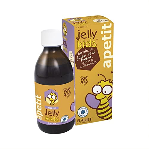 Complemento Alimenticio Jelly Kids Apetit - 250 ml - Elaborado a Base de Jalea Real y Quina - Ayuda a Abrir el Apetito y Reforzar el Sistema Inmune - Alta Concentración de Vitaminas - Eladiet
