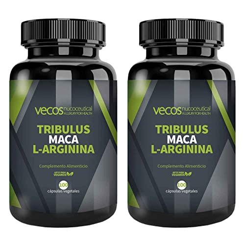 Tribulus Terrestris | Suplemento Deportivo con Tribulus + Maca + L-Arginina | Pack 2 x 100 Cápsulas Vegetales | Contribuye al Aumento de la Masa Muscular | Propiedades Antioxidantes