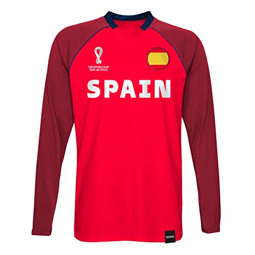 FIFA Manga Larga clásica Oficial de la Copa Mundial 2022-España Camiseta, Rojo/Rojo, 8-10 años para Niños