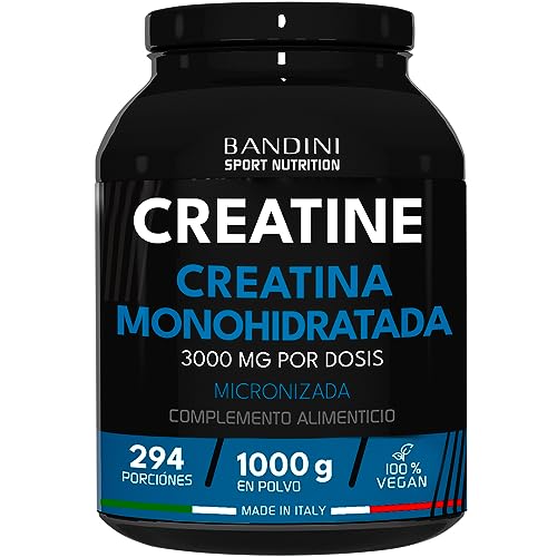 Bandini® Creatina Monohidratada MERCURIO FREE en Polvo 1kg/1000g Pura - Para mejorar el Rendimiento y la Potencia Muscular - A base de Monohidrato de Creatina - Suplemento sin aditivos - 100% vegano