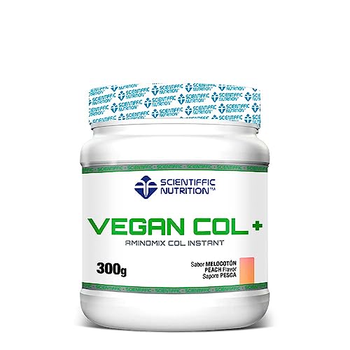 Scientiffic Nutrition - Vegan Col+, Colágeno 100% Vegano, Aporta Aminoácidos y Nutrientes, Mantiene la Piel Tersa, Fortalece Articulaciones, Hueso y Uñas - 300g Sabor Melocotón.