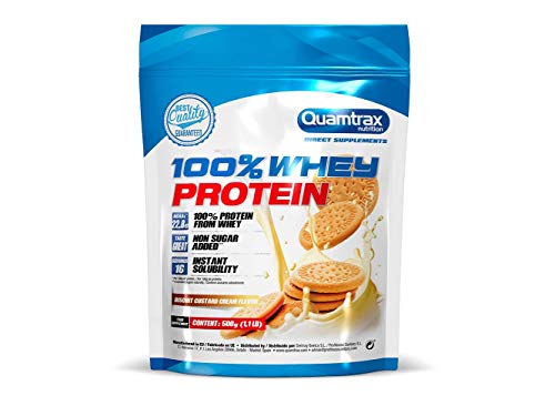 Quamtrax Nutrition - 100% Whey protein - Biscuit Cream - 500 gr - Rico en Aminoácidos que ayudan la recuperación muscular después del entrenamiento.